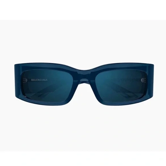 BALENCIAGA Blue Mirrored Geometric Unisex Sunglass BB0328S 004 New no case .R14A - Picture 2 of 10